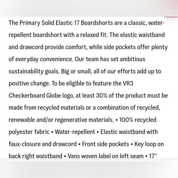 Vans Primary Print Elastic Boardshorts *NWT* - Picture 6 of 9